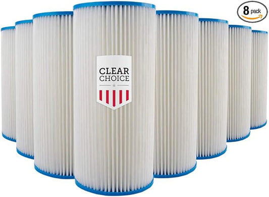 Clear Choice Sediment Water Filter 5 Micron 10 x 4.50" Water Filter Cartridge Replacement 10 inch RO System 255490-43 ECP5-BB, CP5-BBS, 8-Pk
