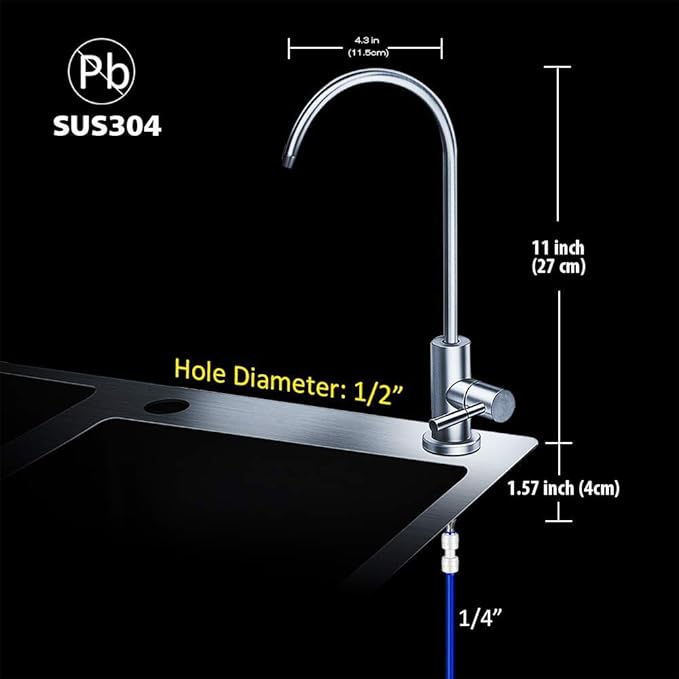Frizzlife RO Water Filter Faucet- Drinking Water Faucet fits Most Reverse Osmosis Water Filtration System-SUS304 Stainless Steel with Brushed Nickel