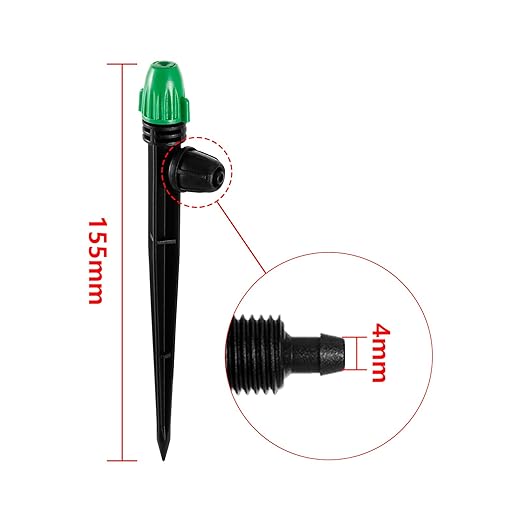 1/4" Drip Irrigation Spray Emitters Leak-Proof 30PCS Adjustable Spray Emitters with Lock Barbed 6" Sturdy Stake for (4-7mm) Garden,Raised Garden Bed,Greenhouses(30PCS Misting)