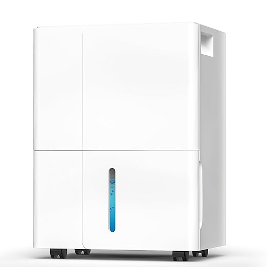 2,300 Sq.Ft Max 50 Pint/Day(Standard 22Pint/Day) Dehumidifier with Drain Hose, Auto Shut Off, 4.8L(1.26 Gal) Water Tank, Wheels & Handle, 30-80% Humidity Control for Home & Basements.