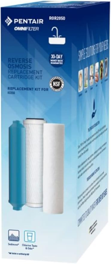 Pentair OMNIFilter ROR2050 Reverse Osmosis Replacement Cartridge Kit, For Use with OMNIFilter RO2050 Premium Reverse Osmosis Water Filter System, Includes Replacement Filter Cartridges and O-Rings