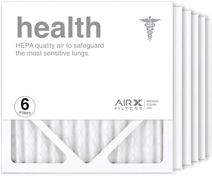 AIRX WICKED CLEAN AIR. 12x12x1 Air Filter MERV 13 Pleated HVAC AC Furnace Air Filter, Health 6-Pack, Made in the USA