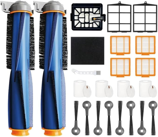 Replacement Parts Compatible with Shark AI AV2501S AV2511AE AV2501AE RV2502AE RV2610WA AV2510AOUS RV2520AOUS Robot Vacuum Cleaner, 2Main Brush, 4 motor pre-filters, 4Foam Filters, 8Side Brushes