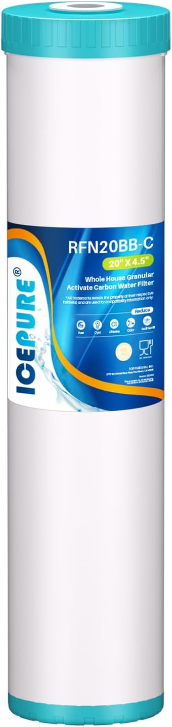 ICEPURE 20" x 4.5" GAC Filter, 5 Micron 20-Inch Whole House Granular Activated Carbon Water (GAC) Filter Replacement for GAC-20BB, FG25B-KS, FI-CAB20-BB, RFN20BB-C 1 Pack
