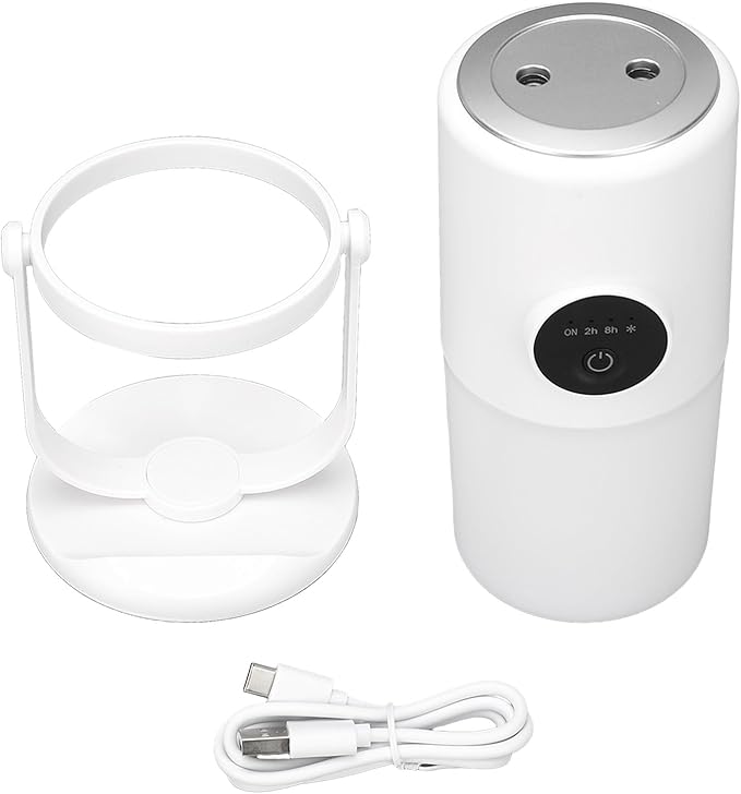 Fockety Cool Mist Humidifier, Quiet Two Mist Mode 300ML Bedroom Desk Humidifier Rechargeable USB Desktop Humidifier with Stand for Bedroom Travel Office Home (White)