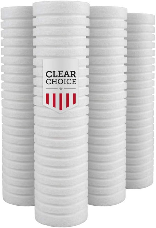 Clear Choice Sediment Water Filter 5 Micron 10 x 2.50" Water Filter Cartridge Replacement 10 inch RO System DEV9109-08, AP110, 4-Pk