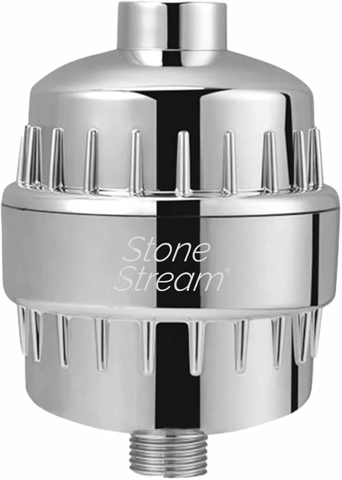 Shower Filter for Hard Water- Original StoneStream Shower Head Filter with Vitamin C and Activated Charcoal to Remove Chlorine, Heavy Metals and More- for Dry Skin and Hair