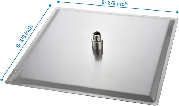 Lordear Rain Shower Head 10 Inch Square Waterfall Shower Head Brushed Nickel Rainfall Shower Head High Pressure Shower Head 304 Stainless Steel Showerhead