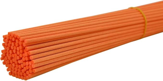100 Pieces Fiber Reed Diffuser Replacement Refill Sticks (12" x 3mm, Orange)