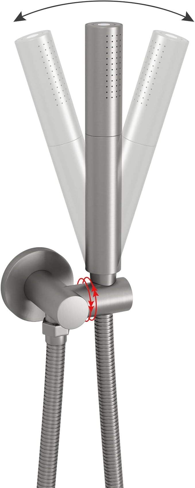 Brushed Nickel Dual Modes Brass Shower Wand High Pressure 7 Inch Brushed Finish Shower Head Sprayer Hand 2 In 1 Function Handheld Shower Head Set with 59 Inch Hose, Bracket