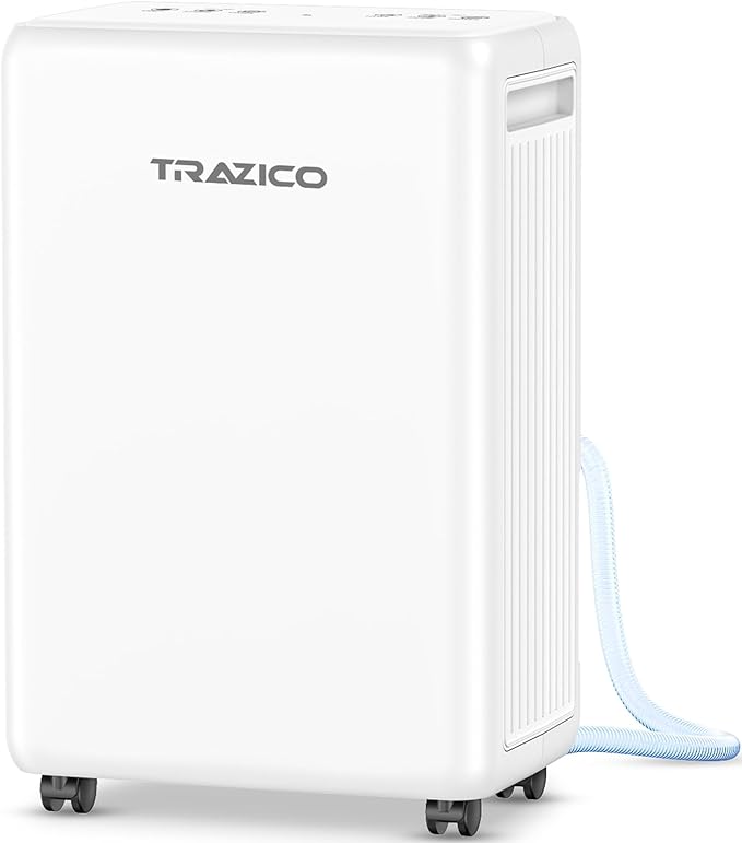 2000 Sq.ft Dehumidifier for Basement, Trazico 30 Pint Dehumidifiers for Home Large Room Bedroom Bathroom with Drain Hose, Intelligent Humidity Control, 3 Modes, 24H Timer, Auto Defrost, White