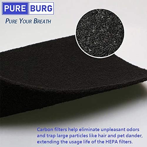 PUREBURG Carbon Filter,Cut-to-Fit Carbon Pad 16 x 48 inches for Charcoal Sheet fits Range Hoods Furnace Filters, Air Purifier,Food cycler filter. Kitchen Compost Bins,Removes Odor VOC, 2-Pack