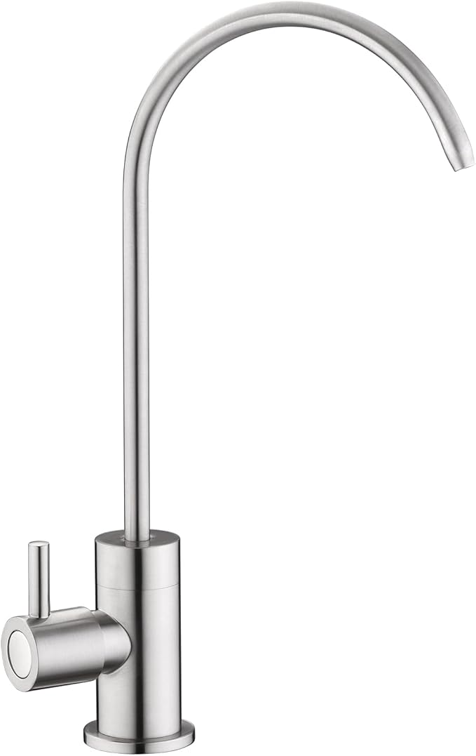 Drinking Water Faucet for Kitchen Sink, Reverse Osmosis Water Filtration Faucet for Bar Sink, Brushed Nickel and Stainless Steel, B06