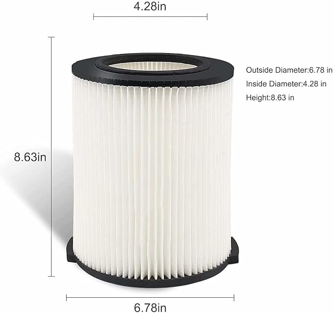 MZY LLC 1 Pack VF4000 Filter Replacement for Ridgid Wet Dry Vacuums 5-20 Gallon & 6-9 Gal Husky Vacuums WD5500 WD0671 WD1450 RV2400A RV2600B