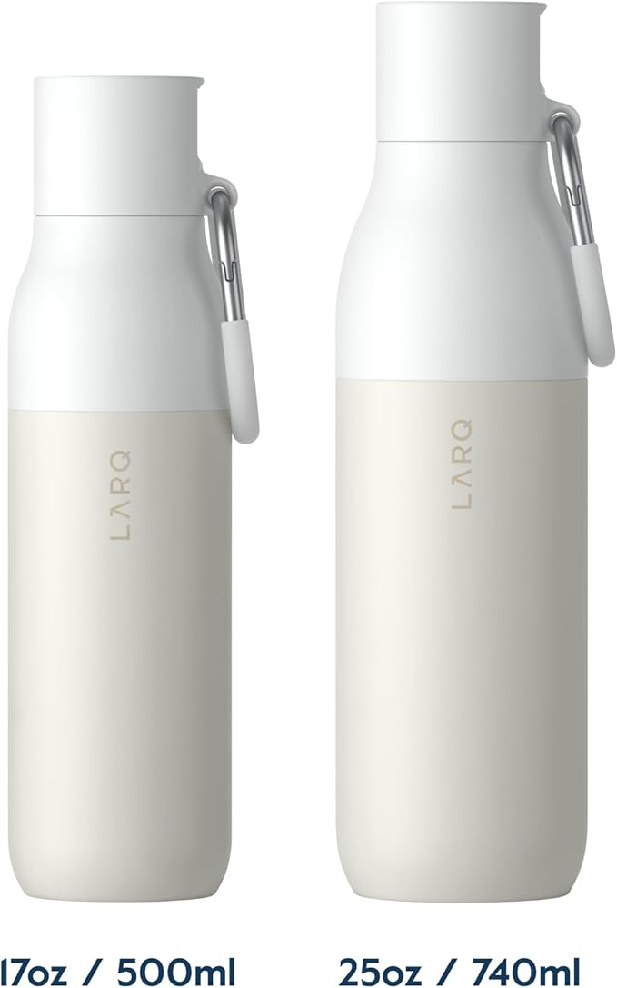 LARQ Bottle Flip Top 17 oz - Insulated Reusable Stainless Steel Water Bottle With Straw | BPA Free | For Sports, Gym, and Travel | Keep Drinks Cold for 24 Hours | Granite White