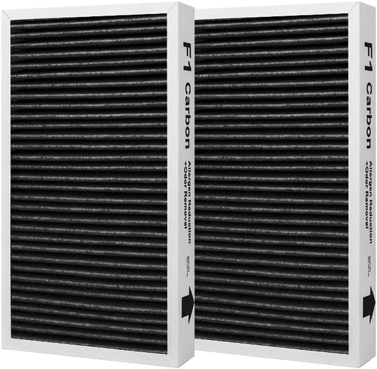 F1 Carbon Allergen Reduction+Odor Removal, HEPA Replacement Filter Compatible with 3M Filtrete C01 T02 Room Air Purifier, 2 Pack