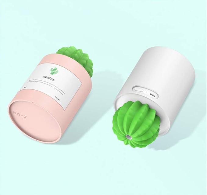 Mini Humidifier, 280ml USB Cool Mist Portable Cactus Air humidifier, Ultra-Quiet Operation for Bedroom Home Office Desk Yoga Car Travel(Grey)