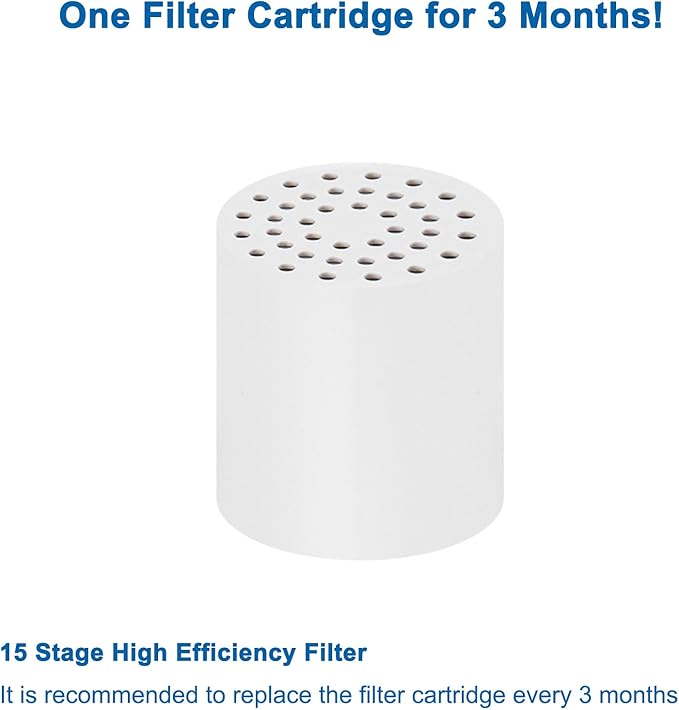 NearMoon 15 - Stage Replacement Cartridge Universal High Output Shower Filter with VC, Reduce Hard Water, Heavy Metal Impurity, Improve Skin & Hair, Fit Any Similar Filter (1 pack)