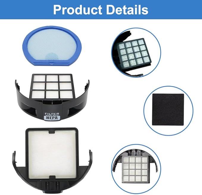 4 Pack Vacuum Filter Set Compatible with Hoover T-Series WindTunnel Bagless Upright Vacuum, Replaces Parts #303173001 & #303172002, 2 Washable Filters+ 2 HEPA Cartridge Filters+ 1 Cleaning Brush