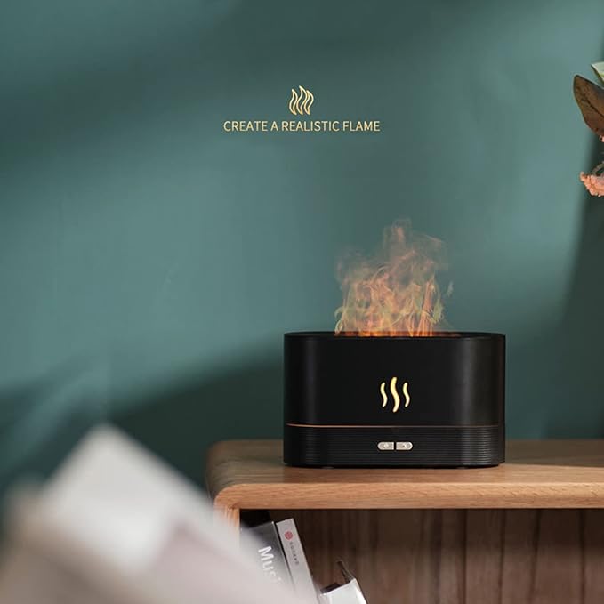ZWMBYN Flame Air Diffuser Aromatherapy Air Humidifier, 180ml Cool Mist Mini Humidifier Desktop Air Aroma Diffuser, Auto-Off Safety Switch Noiseless Aroma Diffuser for Home Office