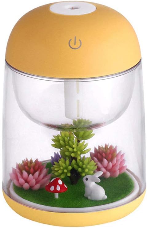 Micro Landscape Humidifier with Changing Led Light,Adjustable Mist Mode, Waterless Auto Shut-off,for Bedroom,Office,Car (yellow)