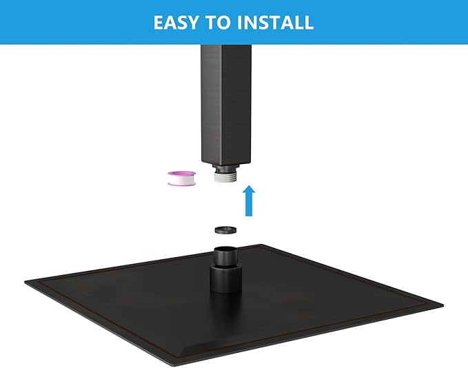 Lordear Rain Shower Head 12 Inch Solid Ultra Thin 304 Stainless Steel Square Rainfall Shower Head Full Body Coverage with Silicone Nozzle,Oil Rubbed Bronze