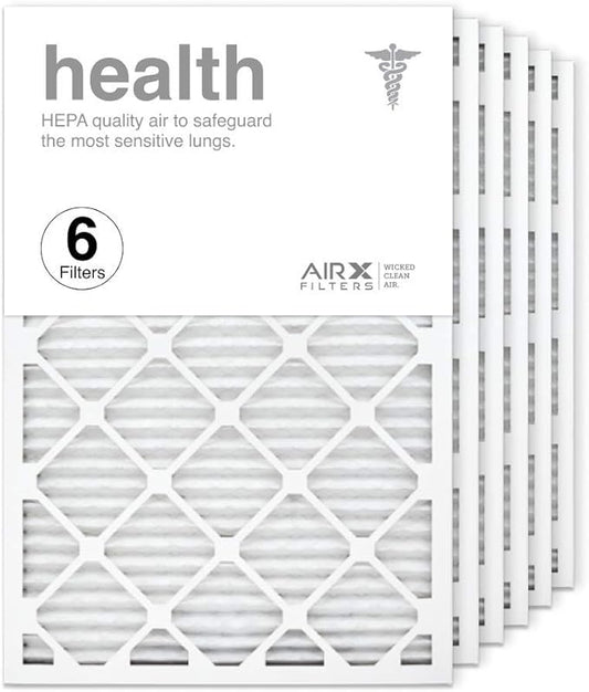 AIRX WICKED CLEAN AIR. 20x30x1 Air Filter MERV 13 Pleated HVAC AC Furnace Air Filter, Health 6-Pack, Made in the USA