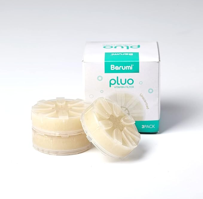 Vitamin C Filter for Barumi Pluo Handheld Showerhead - Unscented | 3-Pack, Pure Vitamin C, Moisturizes Skin and Hair, Removes Chlorine and Impurities from Tap Water, Filters Rust, Easy Installation