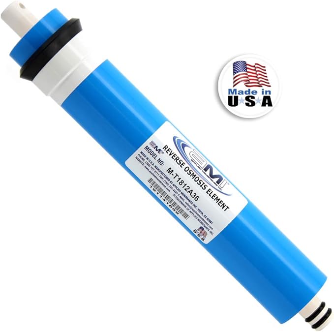 APPLIED MEMBRANES INC. 36 GPD Reverse Osmosis Membrane | RO Membrane Water Filter Replacement for Reverse Osmosis Water Filtration System | 1.8” x 12” Universal Compatibility | Made in USA M-T1812A36