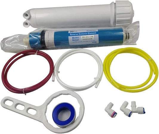 Huining 150GPD-1812/2012 Reverse Osmosis Membrane Housing Kit with 1/4 Quick Connector,Check Valve,Wrench Whole Set for Residential Household Water Filtration System (150GPD kit)