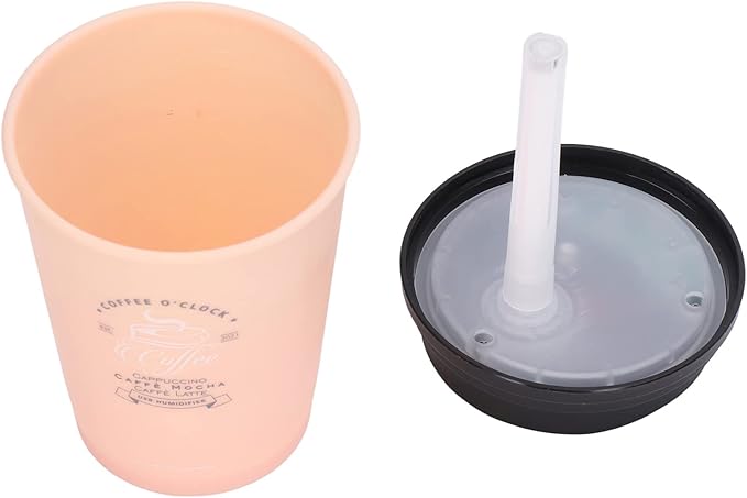 Mini Humidifier, USB 300ml Coffee Cup Low Noise Auto Off Desk Humidifier, Car Humidifier Diffuser, Small Humidifier, Portable Humidifier for Travel, Cute Humidifiers for Bedroom Home Office(Pink)