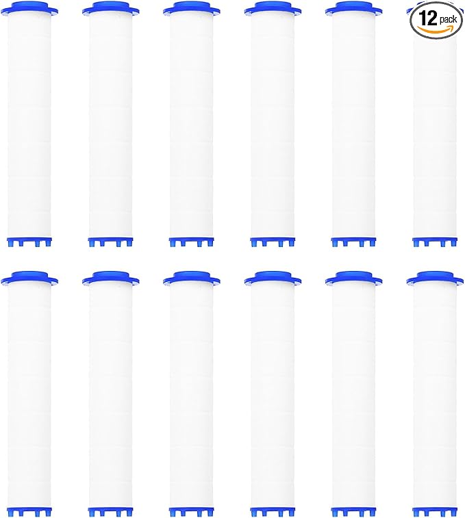 uxcell 12 Pcs Shower Head Filter 4.1 Inch PP Cotton Filter Cartridge Replacement High-Pressure Handheld Fan Shower Jet Sets