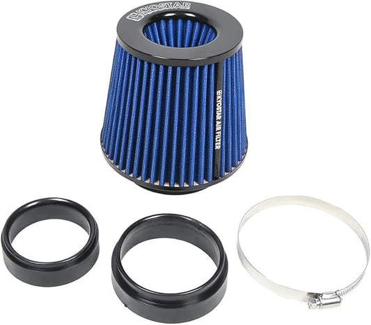 Kyostar 3/3.5/4inch Inlet Cold Air Intake Cone Replacement Performance Washable High Flow Dry Air Filter, Blue
