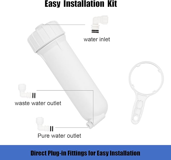 3012 Reverse Osmosis Membrane Housing Kit with Quick-Connect Fitting,Wrench for 200/300/400/500/600 GPD Universal Reverse Osmosis Water Filter Systems