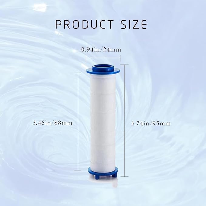 Shower Head Replacement Filter Cartridge 8-Pack - High Capacity PP Cotton Shower Filter for Detachable Heads, Reduces Chlorine & Sediment (Family Use Water Purification System)