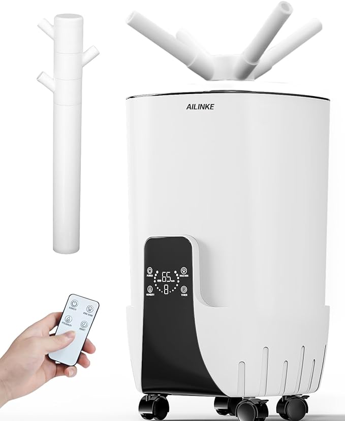 Humidifier Large Room, 4.2Gal/16L Cool Mist Humidifiers for Bedroom Home 2000 sq.ft,Top Fill, 3 Stainless Steel Atomizers,360°Nozzle Extension Tube, Commercial/Office/Plants/Whole House, White