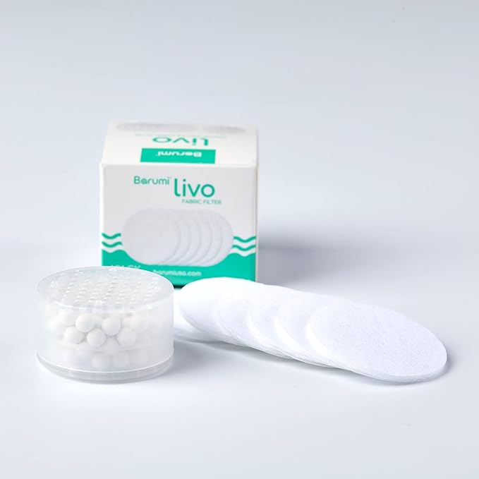 Fabric & Ceramic Ball Filters Set for Barumi Livo Kids Handheld Showerhead | Dual Filtration Removes Rust and Fine Particles from Tap Water, Easy Installation
