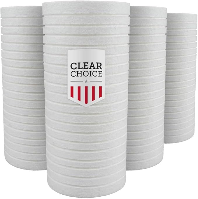 Clear Choice Sediment Water Filter 1 Micron 10 x 4.50" Water Filter Cartridge Replacement 10 inch RO System 9108-44 DEV9108-44 DGD-5005, WHKF-GD25BB, 4-Pk