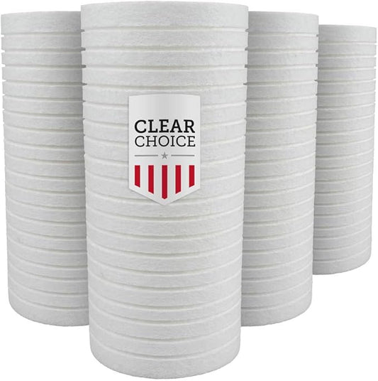 Clear Choice Sediment Water Filter 1 Micron 10 x 4.50" Water Filter Cartridge Replacement 10 inch RO System 9108-44 DEV9108-44 DGD-5005, WHKF-GD25BB, 4-Pk