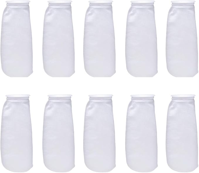 ALEGI Aquarium Filter Socks 4 inch by 14 Inch Long, 200 Micron - 4 Inch Ring Aquarium Felt Filter Bags - 10Pack