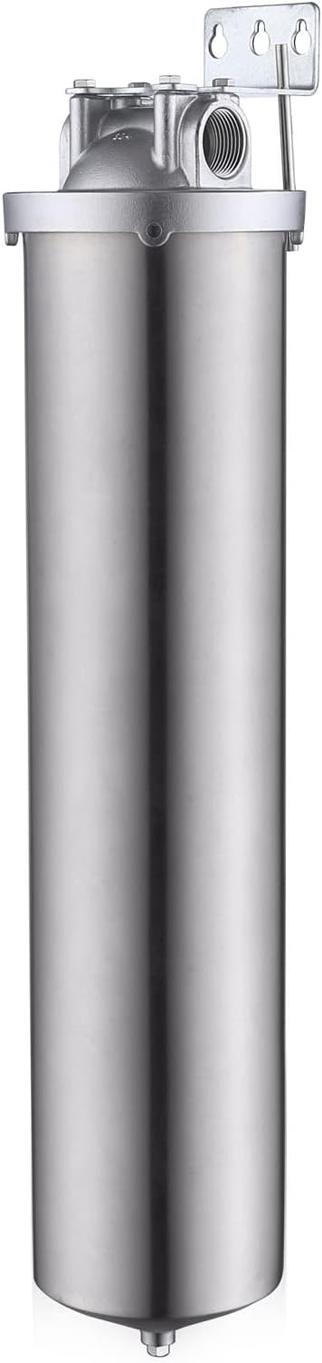 Amwater NSF/ANSI 42 Certification Big+ Stainless Steel Filter Housing for 20”Length,4.5"OD Filter Cartridge (20" C Housing-1-1/2NPT)