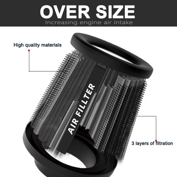 muge racing Universal 3 Inch 76mm Air Intake Filter Replacement Cone Air Filters Quality Dry Air Filter