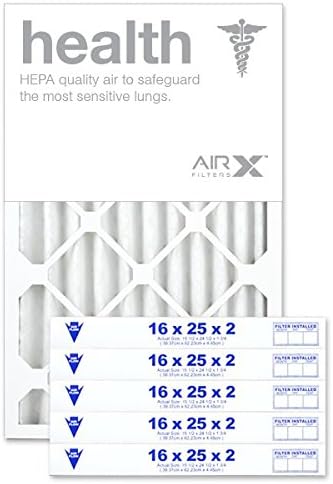 AIRX WICKED CLEAN AIR. 16x25x2 Air Filter MERV 13 Pleated HVAC AC Furnace Air Filter, Health 6-Pack, Made in the USA