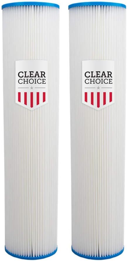 Clear Choice Sediment Water Filter 1 Micron 20 x 4.50" Water Filter Cartridge Replacement 20 inch RO System 255493-43 ECP1-20BB, PBB-P20-1, 2-Pk