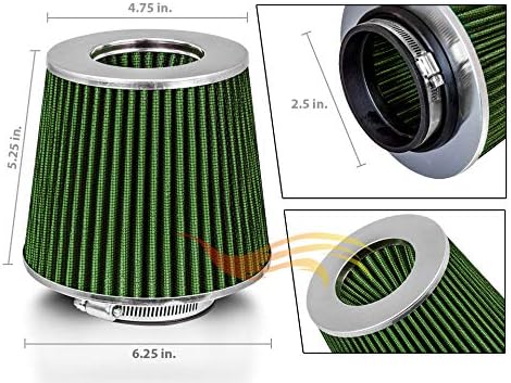 2.5" 63.5 mm Inlet Cold Air Cone Replacement Performance Washable Clamp-On Dry Air Filter