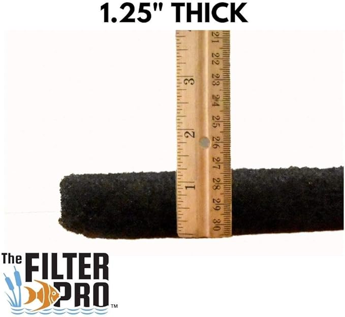 Black Coarse Filter Media, 1.25" Thick, 12" x 56" Roll, Perfect for Aquariums, Ponds or Water Gardens, Made in USA