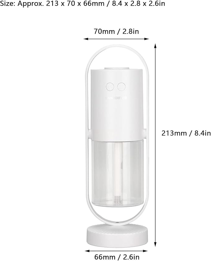 Cool Mist Humidifier, Rotation Humidifiers 40ML an Hour 200ml Portable Mini Humidifier 3.5W USB Mute Colorful LED Night Light USB Air Humidifier for Home, Office