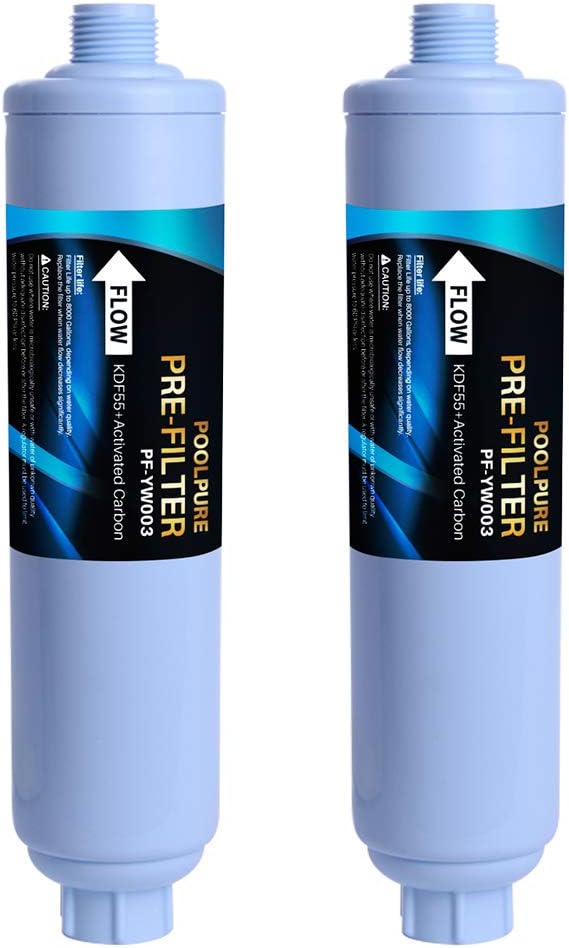 POOLPURE Garden Hose End Pre Filter for Pool, Hot Tub, Spa, Greatly Reduces Chlorine, Heavy Metals, Odor, Fits Any Standard 3/4" Garden Hose Thread, Up to