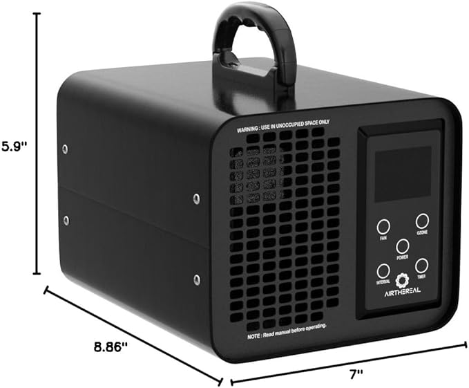 Airthereal MA10K-PRO SMART WiFi Ozone Generator - High Ozone Output Capacity Ozonator- Odor Remover, Deodorizer, Sterilizer - Adjustable Output and Timer Settings for Any Size Room - Black