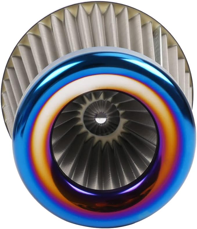 Cold Air Intake Filter, High Performance, Washable Filter, Clamp-On Replacement Air Filter, Flange Diameter 3inch/76mm Gray